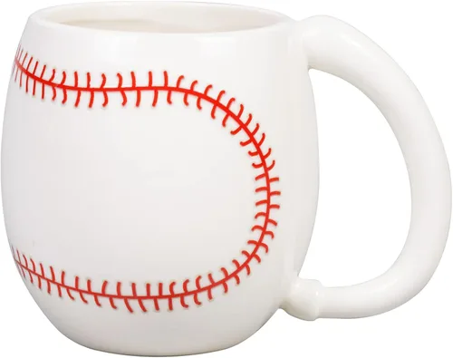 Ceramicfor Taza de café de béisbol, regalo de Navidad novedoso para hombres, mujeres, todos los amantes del deporte, 14 onzas, color blanco
