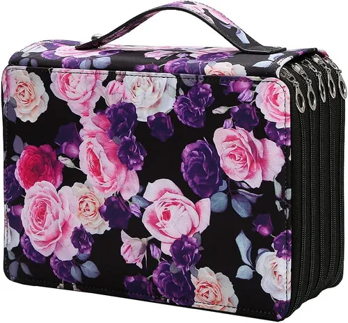 Miniatura 22 de Estuche para lápices Jungle con 120 ranuras de tela Oxford, con ranura para lápices, organizador con práctico envoltorio portátil, soporte multicapa