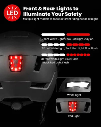 Miniatura 2 de ILM Casco de Bicicleta para Adultos con Luz LED Frontal y Trasera Recargable por USB Cascos de Bicicleta de Montaña y Carretera para Hombres