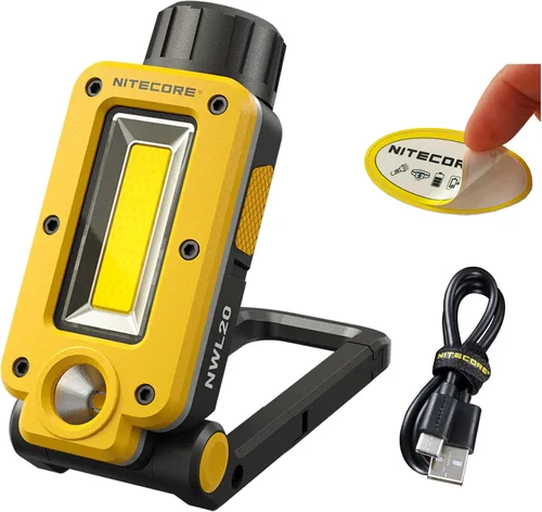 Nitecore NWL20 - Luz de trabajo COB Mechanics, 600 lúmenes, USB-C recargable, portátil, 78 horas de tiempo de funcionamiento para lugares de