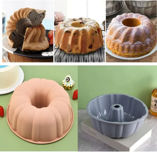 Miniatura 4 de Molde de silicona para tartas, antiadherentes de 10 pulgadas, paquete de 2 moldes de silicona para hornear, gelatina, gelatina (gris + rosa)
