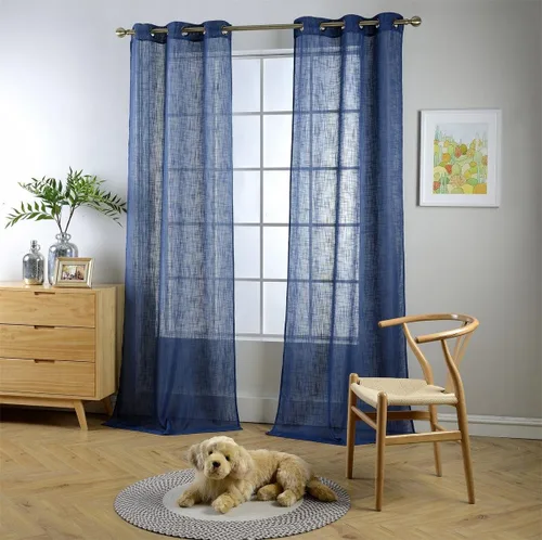 Miniatura 14 de Cortinas para sala de estar de 2 paneles (2 x 37 pulgadas de ancho), cortinas con textura de lino, con ojales, de la marca Miuco