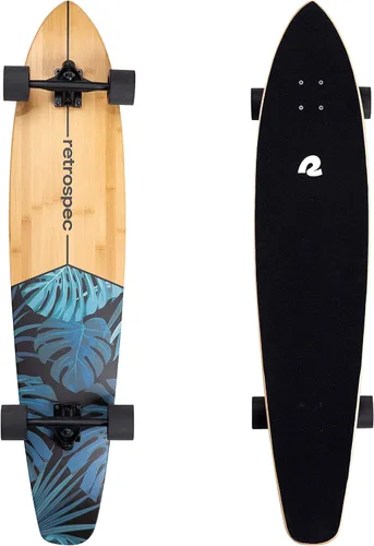 Miniatura 8 de Retrospec Zed Pintail & Cruiser Longboard Patineta para Adultos - Tabla de 112 cm de bambú y arce canadiense con rodamientos ABEC-7, ruedas de Aqua