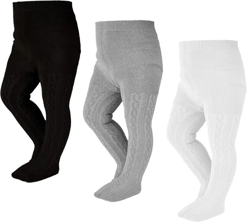 EPEIUS - Pantimedias de punto trenzado, mallas gruesas de algodón para recién nacidos, bebés o niñas pequeñas, paquete de 3, 4, 5 y 6 unidades