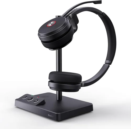 Yealink WH62 Dual UC DECT Auriculares inalámbricos, 525 pies de largo alcance, auriculares de trabajo con base, 2 micrófonos con cancelación de