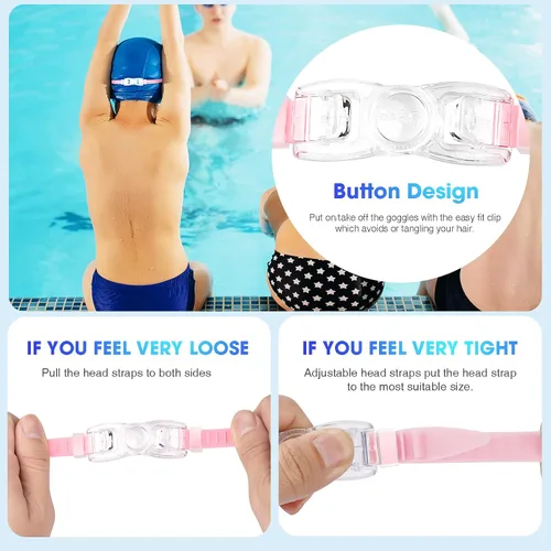 Miniatura 7 de MAMBAOUT Gafas de natación para niños de 6 a 12 años, paquete de 2 gafas sin marco para natación, antivaho, impermeables, para niños y niñas