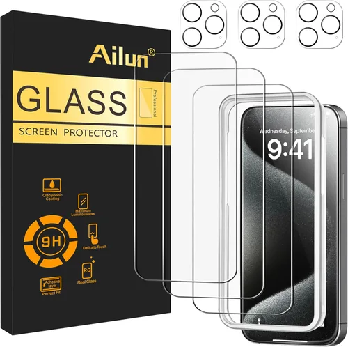 Miniatura 29 de Ailun Paquete de 3 protectores de pantalla para iPhone 17 Pro [6.3 pulgadas] + 3 protectores de lente de cámara con marco de instalación, protección