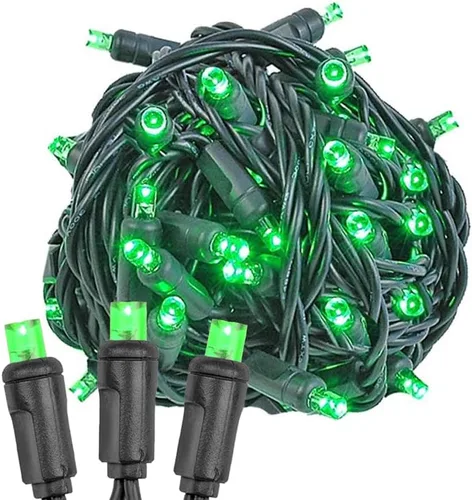 Miniatura 11 de Novelty Lights Guirnalda de luces navideñas de 11 pies, 50 bombillas LED rosas en cable negro, espacio de 2.5 pulgadas, iluminación conectable