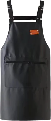 Delantal impermeable,Delantal de cuero para hombres,Delantales de trabajo con un bolsillo grande ajustable para lavar platos delantal de cocina