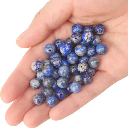 Miniatura 6 de 70 piedras preciosas curativas naturales de 0.315 pulgadas, piedra energética de lapislázuli, cuentas sueltas redondas, cuentas de cristal