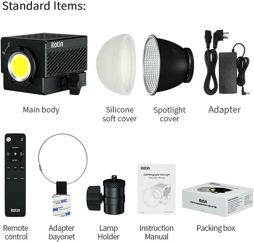 Miniatura 8 de PIXEL Iluminación video portátil bicolor LED 60W COB iluminación de salida continua, montaje Bowen, CRI96, TLCI97, control de aplicación 2.4G/BT