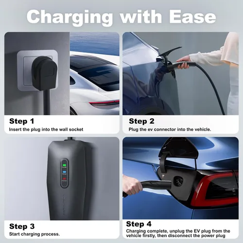 Miniatura 8 de Cargador EV de nivel 2 para Tesla de 32 amperios, cargador portátil de vehículo eléctrico de 7 KW con cable de 20 pies, estación de carga