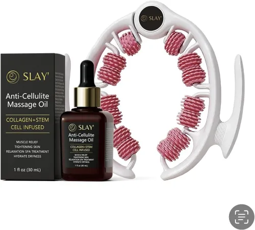 Miniatura 2 de SLAY' Rodillo de masaje anticelulítico y paquete de aceite corporal, rodillo de drenaje linfático, removedor de celulitis para piernas y brazos