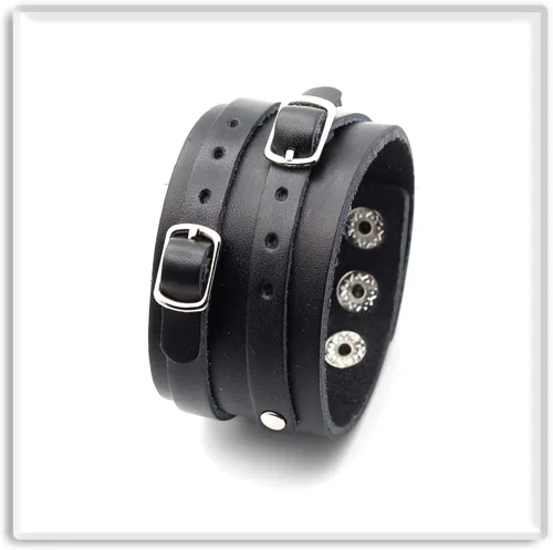 Miniatura 4 de Xusamss Pulsera ajustable Punk Rock Brazalete de cuero ancho