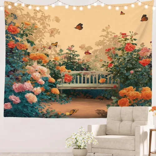 Miniatura 45 de Batmerry Tapiz de pintura abstracta apagado, trazos de expresión artística arte de pared, decoración para colgar, fibra de poliéster, blanco