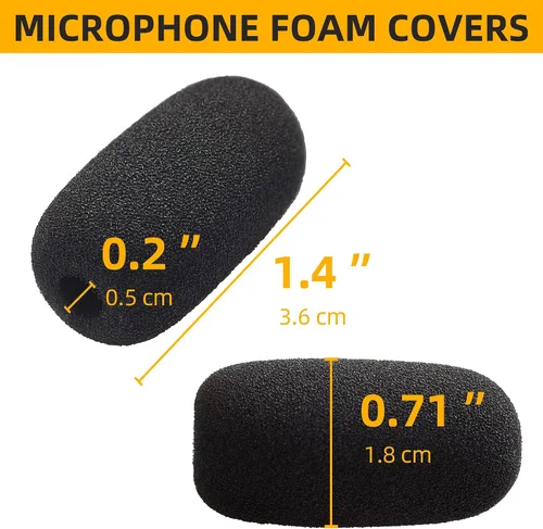 Miniatura 2 de Juego de 10 fundas de espuma pequeñas para micrófonos lavalier - Fundas de micrófono de espuma de alta densidad para protección de auriculares