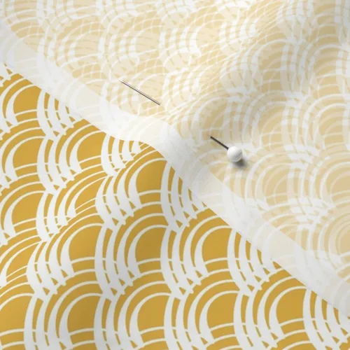 Miniatura 5 de Spoonflower Tela - Ondas mínimas geométricas doradas retro abstracto amarillo verano Ditsy pequeño impreso en tela de gasa Fat Quarter - Costura
