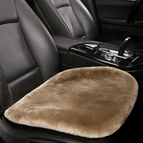 Miniatura 18 de LLB Fundas de asiento de asiento de automóvil de oveja genuina para automóviles, camiones, SUV, almohadilla protectora de asiento cómoda para Gris