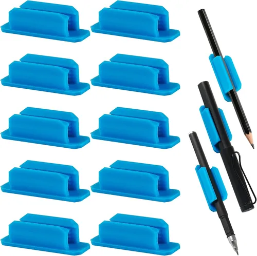 Miniatura 11 de Paquete de 10 soportes adhesivos para bolígrafos para escritorio, soporte de silicona para aula, accesorios para profesores y estudiantes, Negro