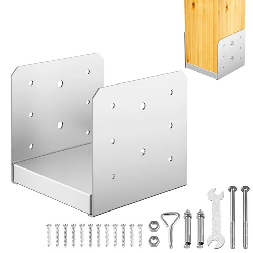 Miniatura 11 de Base de poste de 8 x 8 pulgadas, 2 soportes de anclaje ajustables de acero inoxidable (interno de 7.5 x 7.5 pulgadas), base de poste ajustable