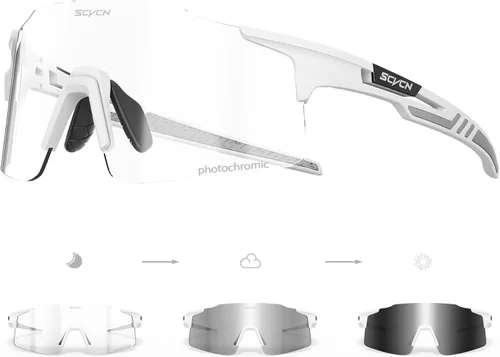 Miniatura 8 de SCVCN Fotocromático Ciclismo Gafas Deportivas Gafas de sol Hombres Mujeres Claro Bicicleta MTB UV400 Protección TR90 Frame Bike 01 Marco negro