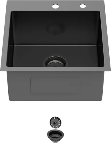 Miniatura 18 de Fregadero de cocina de 13 pulgadas color negro plomizo de 13 x 15 pulgadas, fregadero de cocina de acero inoxidable calibre 18, fregadero hecho a
