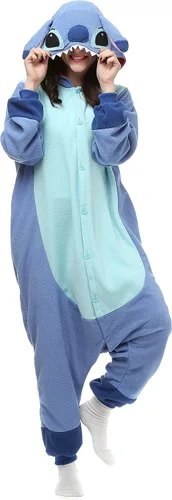 Miniatura 9 de Disfraces de Halloween unisex para adultos, pijama azul, Azul Patchwork