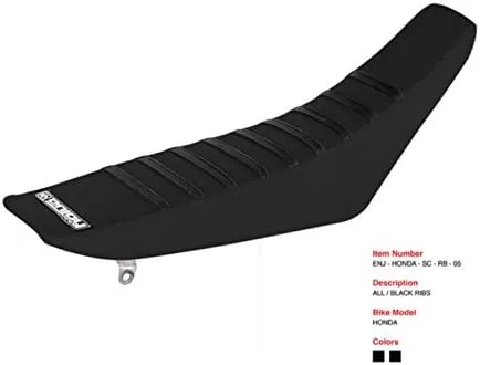 Miniatura 2 de Enjoy Mfg Funda de asiento compatible con Honda 2004-2009 CRF 250 CRF250 - All Black/Black Ribs #53