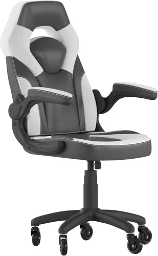 Miniatura 16 de Flash Furniture X10 - Silla de juegos de carreras, oficina, computadora, silla ajustable con brazos abatibles y ruedas de rodillo transparentes, Azul