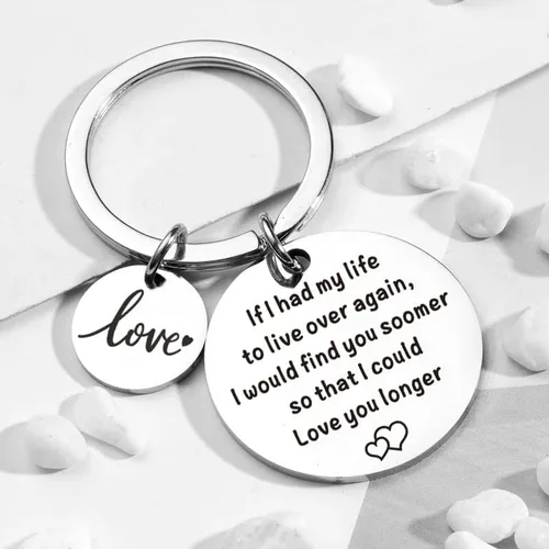 Miniatura 2 de Llavero de regalo de aniversario de Navidad para parejas, con texto en inglés "If I Had My Life to Live Over Again", llavero para novio, esposa