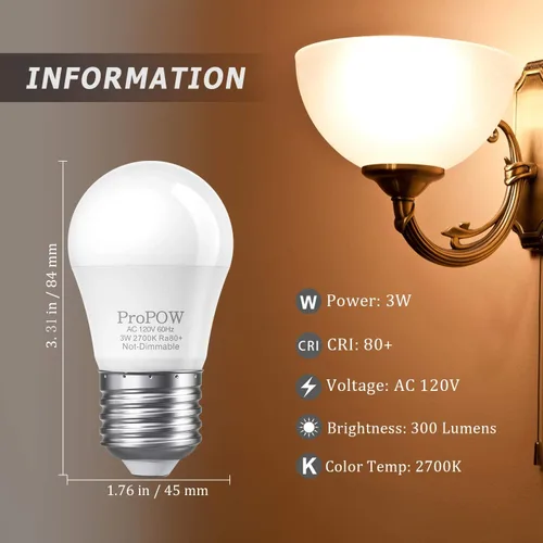 Miniatura 5 de Bombillas de 25 W equivalentes a bombillas LED A15 E26 de 3 W, color blanco suave, 2700 K, bombillas de bajo vatio, para el hogar, dormitorio