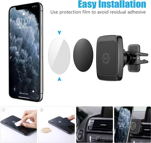 Miniatura 5 de Soporte magnético para teléfono para automóvil, [2 unidades] Soporte de teléfono para ventilación de automóvil, soporte de teléfono para automóvil
