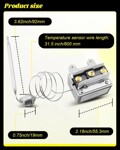 Miniatura 6 de Interruptor de freidora de termostato de límite alto 1177 LCCM2003000 para freidora 3/8 IN MPT Stuff Box, reemplazo para ATOSA 301030005 American