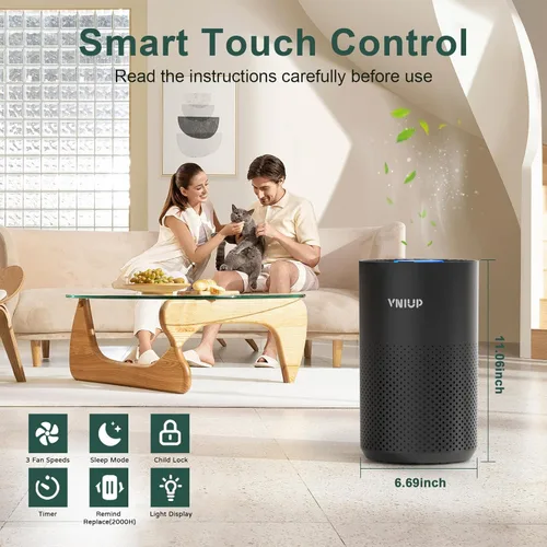 Miniatura 6 de Purificadores de aire para dormitorio y hogar de hasta 1350 pies cuadrados, purificadores de aire VNIUP H14 True HEPA para habitación, con función