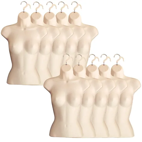 Miniatura 22 de Maniquí femenino con espalda hueca y cuerpo apilable con ganchos para colgar para exhibición de camisetas, encimera, ferias de manualidades, fotos