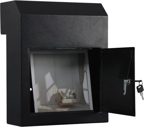 Miniatura 2 de xydled Buzón de correo resistente con cerradura de llave, 15''x12''x6'', buzón de metal con cerradura montado en la puerta, caja de depósito