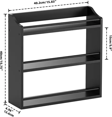Miniatura 3 de STELLSTAR Estante de bambú para especias, soporte de pared o mesa, estante de 3 niveles para organizador de botellas de condimentos, soporte