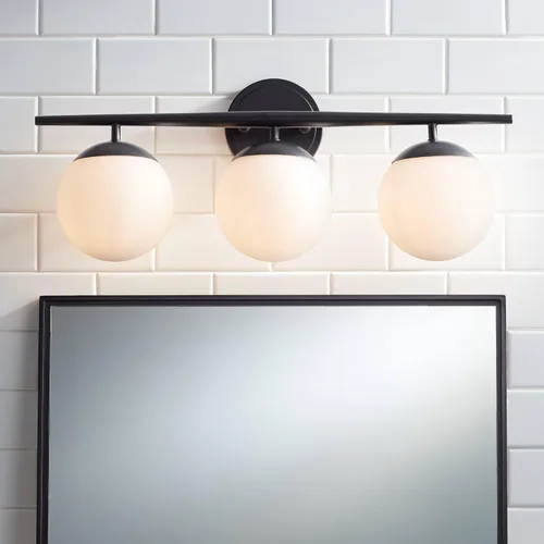 Possini Euro Design Meridian - Lámpara de pared vintage moderna y glamorosa, cable negro de 24 pulgadas, 3 lámparas, pantalla de globo de cristal de