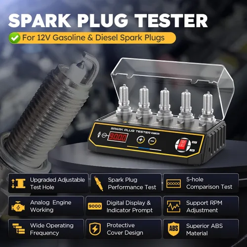 Miniatura 2 de Probador de Bujías Automotriz Mejorado de 5 Orificios con Altura Ajustable, Probador de Bobina de Encendido del Motor 200-9000rpm Frecuencia