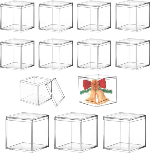 Miniatura 32 de KissYou Caja de acrílico para caramelos, cajas de exhibición transparentes con tapa de plástico pequeño, cubo cuadrado de plástico, caja