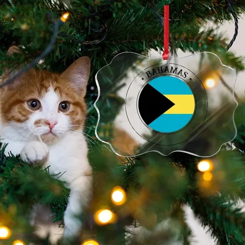Miniatura 4 de Adorno de árbol de Navidad de Bahamas, bandera de las Bahamas, adornos acrílicos para decoraciones de Navidad, bandera nacional, recuerdo del país