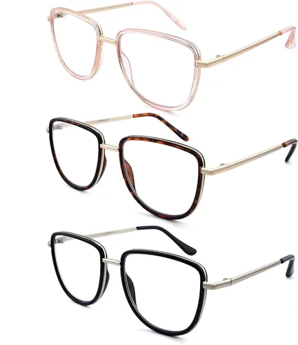 Miniatura 5 de Paquete de 3 lentes de lectura modernos TR90 de gran tamaño para mujer, elegantes anteojos cuadrados ovalados no polarizados