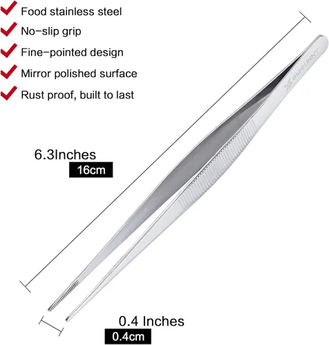 Miniatura 2 de MSY BIGSUNNY - Pinzas de cocina de 6.5 pulgadas, pinzas de acero inoxidable para alimentos, pinzas de cocina multifunción, pinzas para servir cocina
