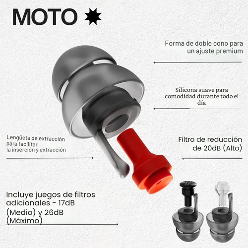 Miniatura 3 de EarPeace Tapones para los oídos para motocicleta, reutilizables, de alta fidelidad para moto, protección auditiva para deportes de motor, trabajo