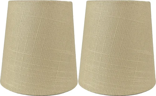Miniatura 8 de Juego de 2 pantallas de lámpara de araña de lino blanco hueso con clip, 3.5 x 4.5 x 4.5 pulgadas