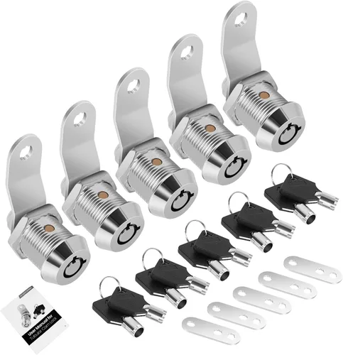 Miniatura 34 de Paquete de 2 cerraduras de caja de herramientas con llaves, cerradura de leva para gabinete de 5/8 pulgadas con llave maestra, cerradura de repuesto