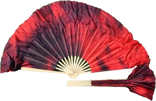Miniatura 12 de Winged Sirenny Pares de abanicos plegables de seda cortos de 4 pulgadas (3.9 in) para adoración y baile popular chino (negro a morado)