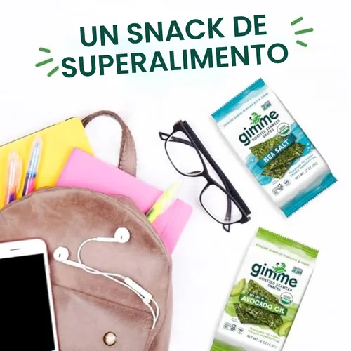 Miniatura 9 de gimMe - Bocadillo de algas marinas orgánicas tostadas con sal marina, 6 paquetes de 15oz