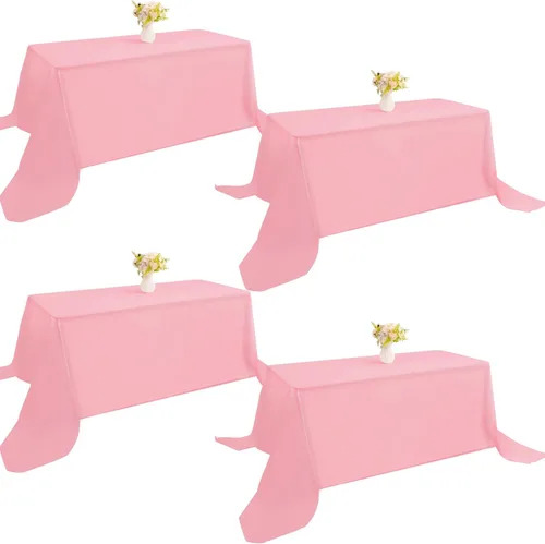 Miniatura 20 de Paquete de 4 manteles rectangulares de poliéster lavables de 60 x 102 pulgadas, color blanco, para mesas de comedor, bodas, bufés, fiestas