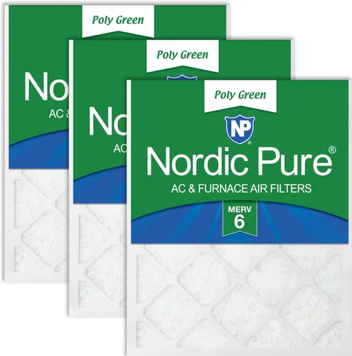 Nordic Pure Filtros de aire para horno MERV 6 de 20 x 24 x 1 pulgadas (tamaño real: 19 1/2 x 23 7/16 x 3/4), color verde poliéster MERV 6, reduce el